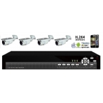 6000TVL 4CH channel CCTV DVR Kit Inc. H.264 Network DVR with Mobile Viewing and Waterproof IR 20M Bullet Bracket Cameras with 2.8-12mm Lens and 500GB Hard Drive